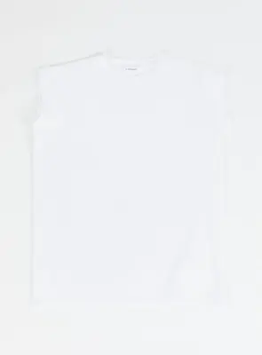 Sleeveless T-Shirt in White Cotton & Elastane