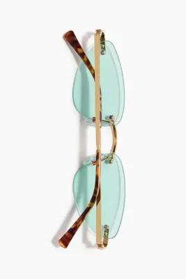 Lunettes de soleil cat-eye sans monture - Doré/turquoise