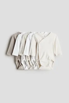 Lot de 5 bodies croisés - Beige chiné/taupe