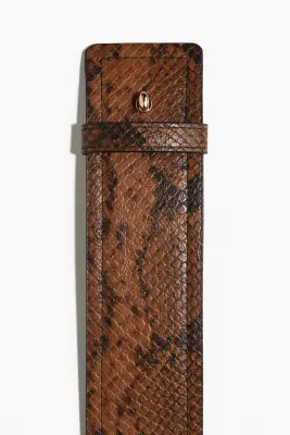 Ceinture en tissu enduit - Marron/motif peau de serpent