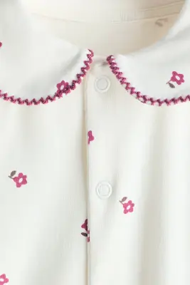 Pyjama en coton avec col - Crème/fleuri