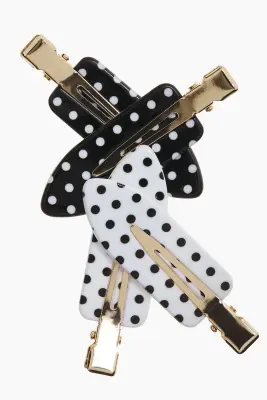 Lot de 4 barrettes de coiffure - Noir/pois