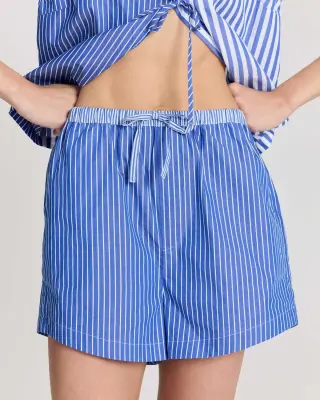 Short Lelio rayures bleu patchwork