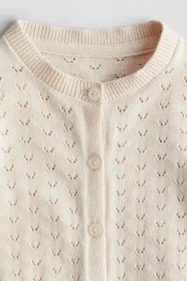 Gilet en maille pointelle - Crème