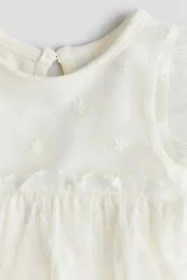 Robe body en mesh brodé - Blanc