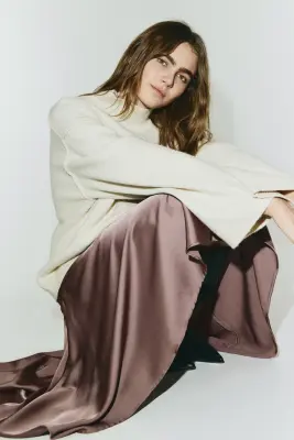 Jupe en twill satin - Mauve foncé