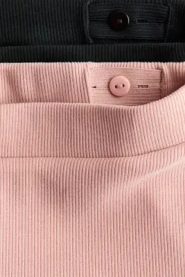 Lot de 2 shorts cycliste côtelés - Noir/rose ancien clair