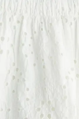 Pantalon large avec broderie anglaise - Blanc