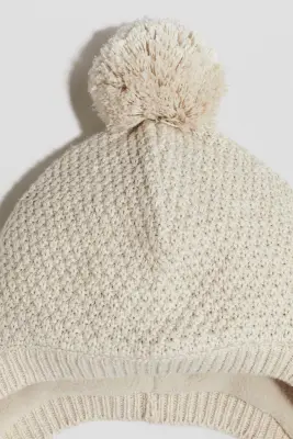 Bonnet à rabats d'oreilles avec doublure polaire - Beige clair