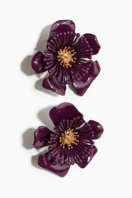 Boucles d'oreilles d'exception en forme de fleurs - Bordeaux