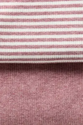 Lot de 2 bodies côtelés à fermeture croisée - Rose ancien/rayé