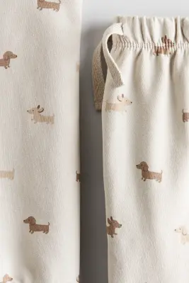 Ensemble 2 pièces en molleton - Beige clair/chiens