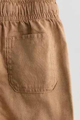 Pantalon jogger en lin mélangé - Marron clair