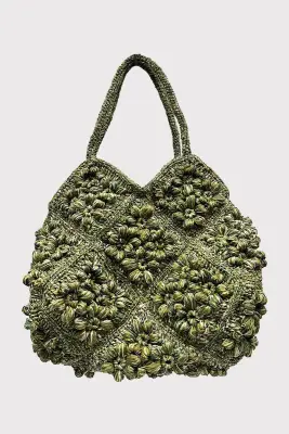 Grand Sac Fleurs de Raphia