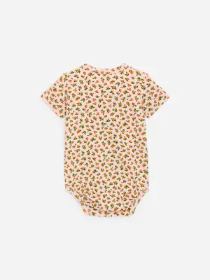 Body en coton à manches courtes - Rose/Oranges