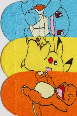 Lot de 5 paires de chaussettes à motif - Jaune/Pokémon
