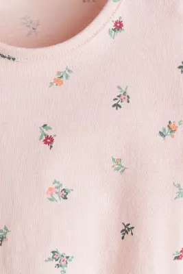 Top imprimé en coton - Rose clair/fleuri