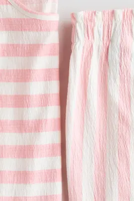 Ensemble 2 pièces en jersey texturé - Rose clair/rayé
