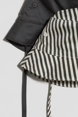 Lot de 2 chapeaux de soleil en coton - Gris foncé/rayé
