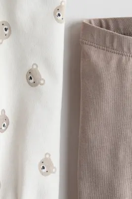 Ensemble 2 pièces en coton - Beige/ours