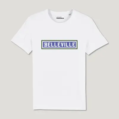 TEE SHIRT COTON BIO IMPRIMÉ - BELLEVILLE - BLANC