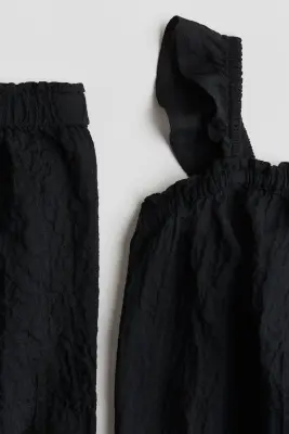 Ensemble 2 pièces en coton froissé - Noir