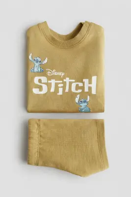 Ensemble 2 pièces en jersey de coton - Jaune moutarde/Lilo et Stitch