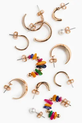6 paires de boucles d'oreilles - Doré/orange