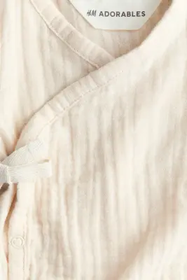 Barboteuse en mousseline de coton - Beige clair