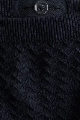 Ensemble 2 pièces en maille de coton texturée - Bleu marine/cerises