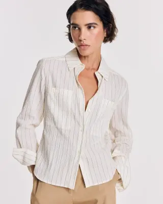 Chemise Jacinthe rayures écru et marine