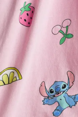 Robe imprimée en coton - Rose clair/Lilo et Stitch
