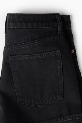 Short taille haute en denim - Gris foncé