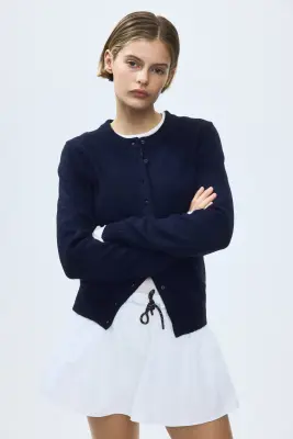 Gilet en maille texturée - Bleu marine