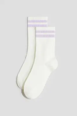Lot de 5 paires de chaussettes - Violet/blanc