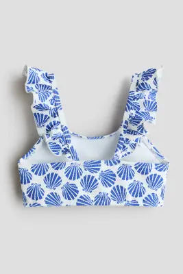 Maillot de bain texturé deux pièces - Blanc/bleu
