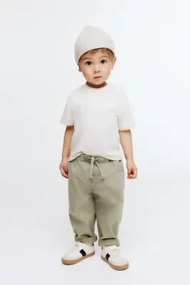 Pantalon jogger en twill de coton - Vert kaki clair