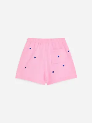 Short en coton brodé - Rose