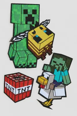 Lot de 4 patchs de réparation - Vert/Minecraft