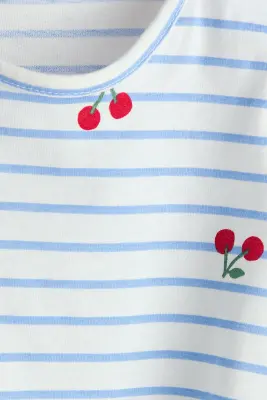 Top imprimé en coton - Blanc/cerises