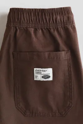 Pantalon jogger en twill de coton - Marron foncé