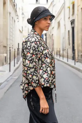 Veste kimono en soie Chidori