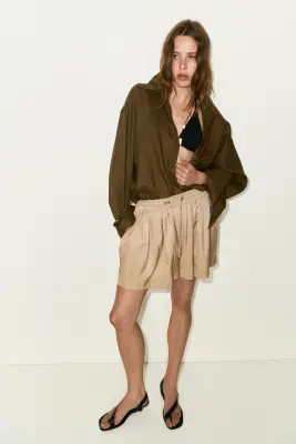 Short à cordon - Beige