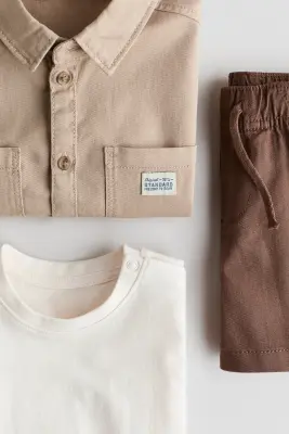 Ensemble 3 pièces en coton - Beige/marron