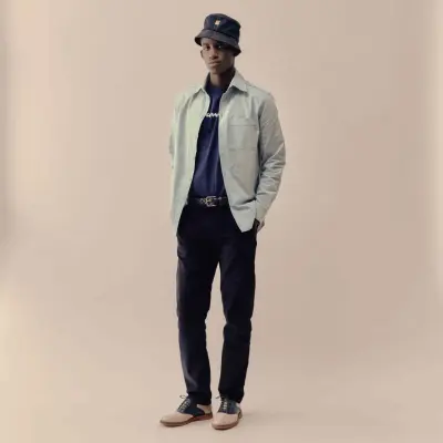 Chino marine Jeannot velours demi-slim