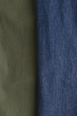 Lot de 2 pantalons jogger en coton - Bleu denim foncé/vert kaki