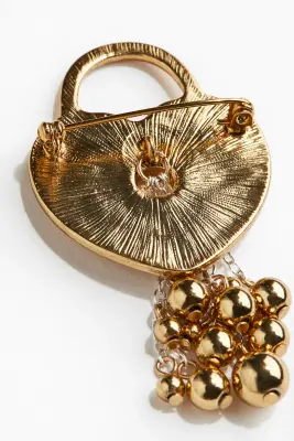 Broche en métal en forme de cœur - Bronze