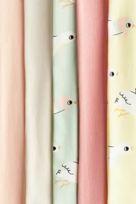Lot de 5 leggings en coton - Jaune/oiseaux