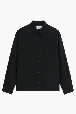 Western Overshirt - Toile de Laine Tropicale Gris Anthracite