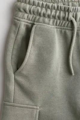 Short cargo en molleton - Vert kaki clair